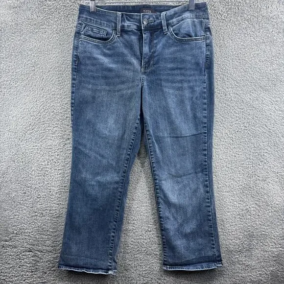 NYDJ Marilyn Straight Leg Jeans Womens 8 Blue Lift Tuck Technology Stretch Denim - Picture 2 of 12